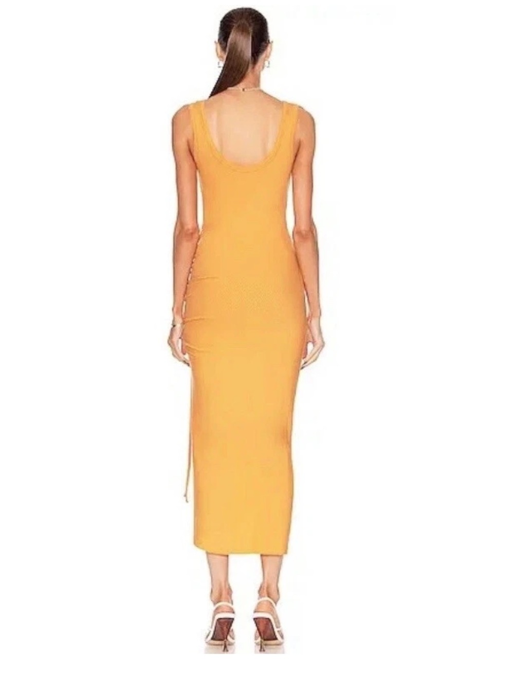 The Range Alloy Rib Cinched Midi Dress Light Orange XS - Picture 4 of 9